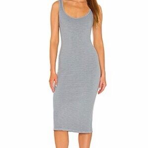 Monrow Gray tank rib Midi Dress $215